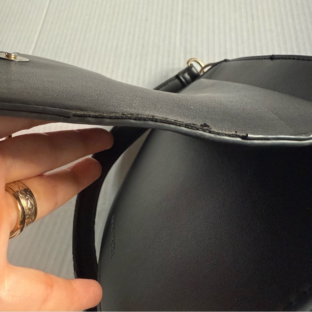 Badgley Mischka Black Shoulder Bag with Gold Ring Accent - Picture 9 of 16